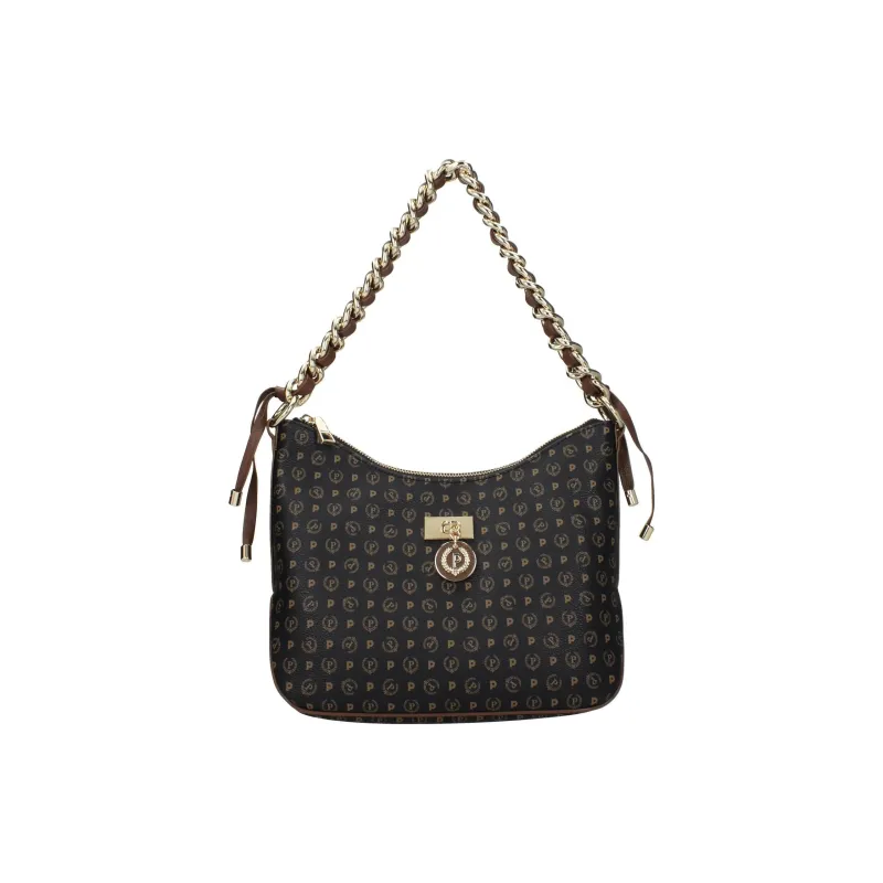 Pollini Leather One Shoulder Handbag Trumpets Women's Black Umber-0