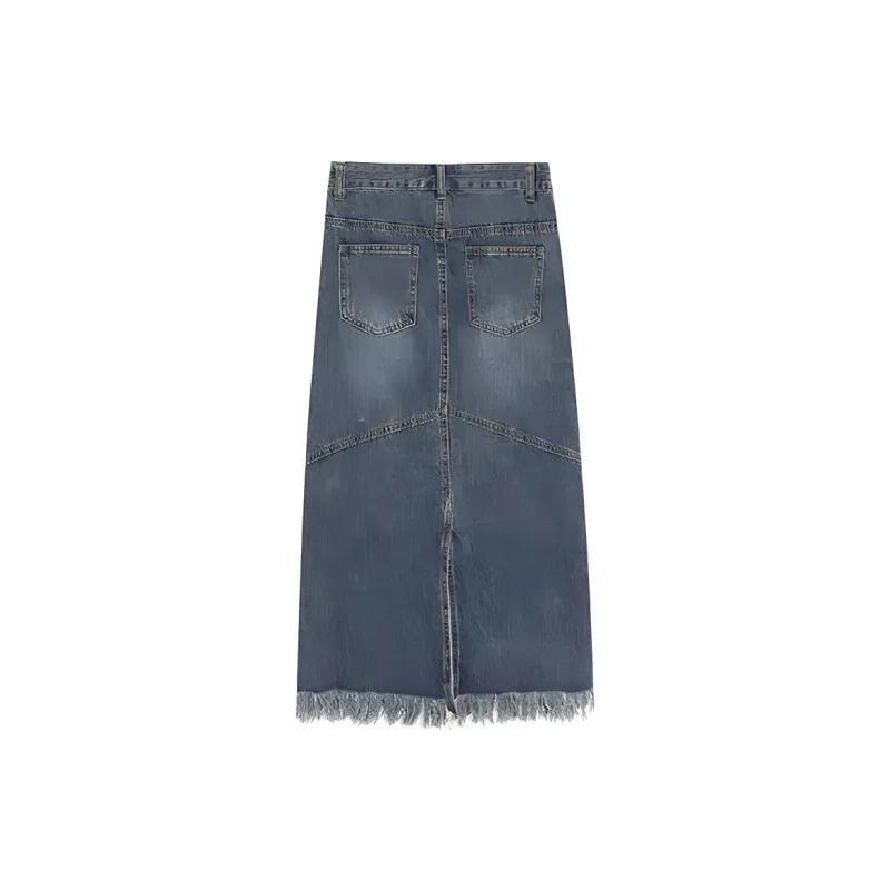 ZVJH Denim Long Skirts Women's-4
