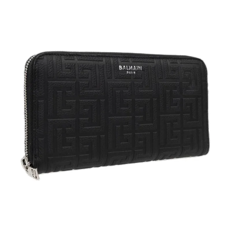 BALMAIN Calfskin Wallet Unisex Black-1
