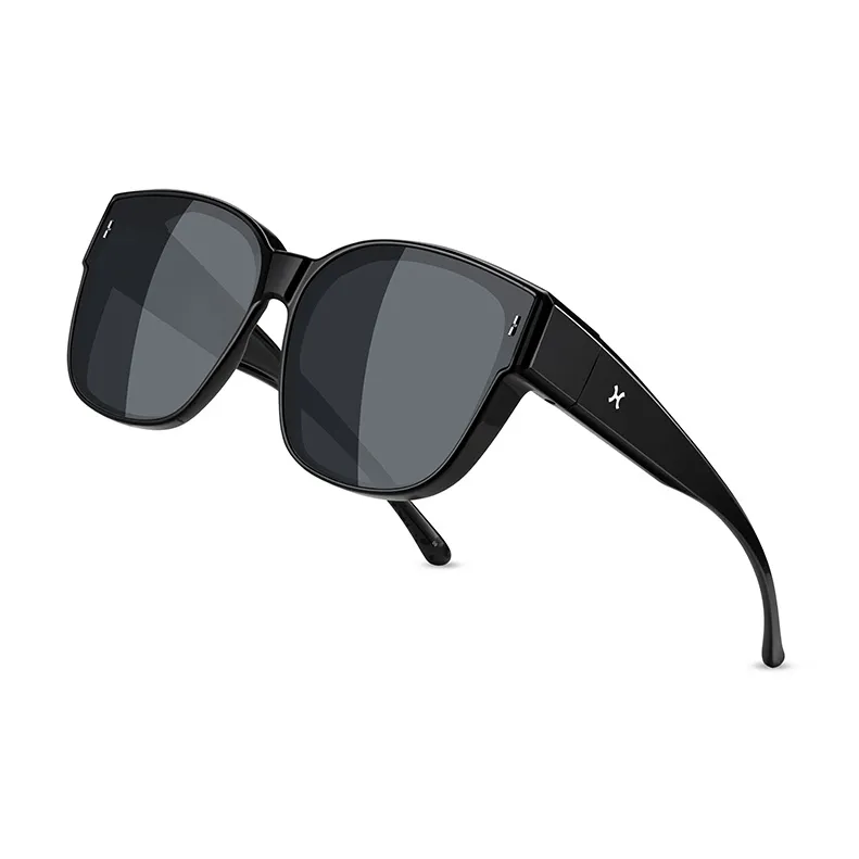 LOHO TR90 Square Large Frame Sunglasses For A Slimmer Face Appearance Unisex Black-7