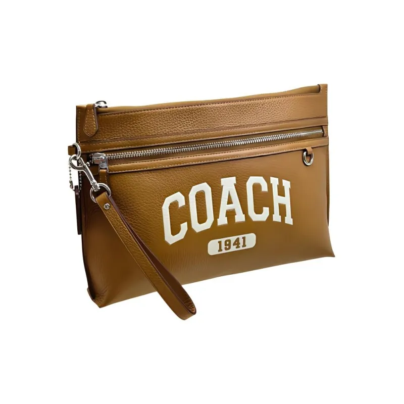 COACH Cow Leather Clutch Men's Light Brown-1