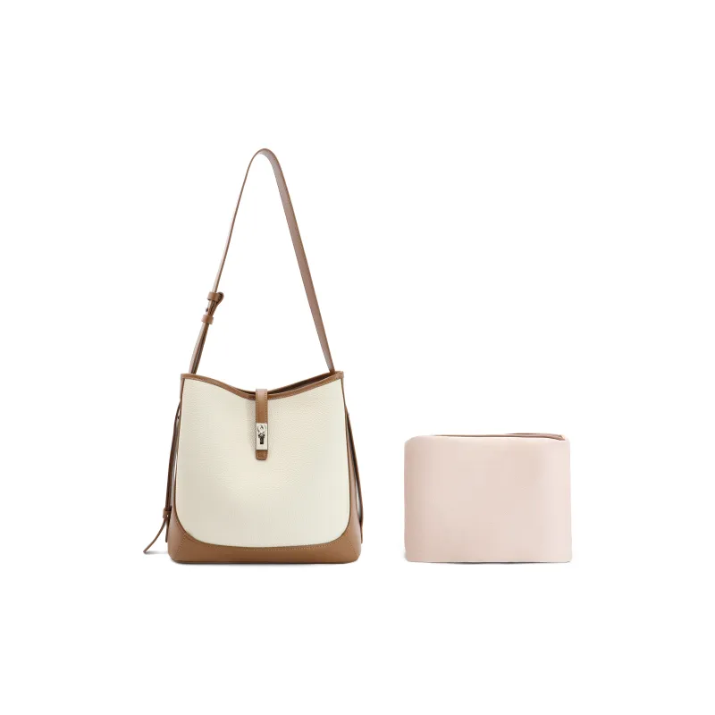 BELLE Premium Texture Shoulder Bag Medium Size Women's Solid Color Plain-8