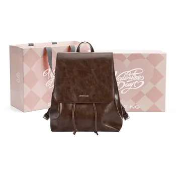 Simedin Cow Leather Backpack Large Size Women's Caramel Brown