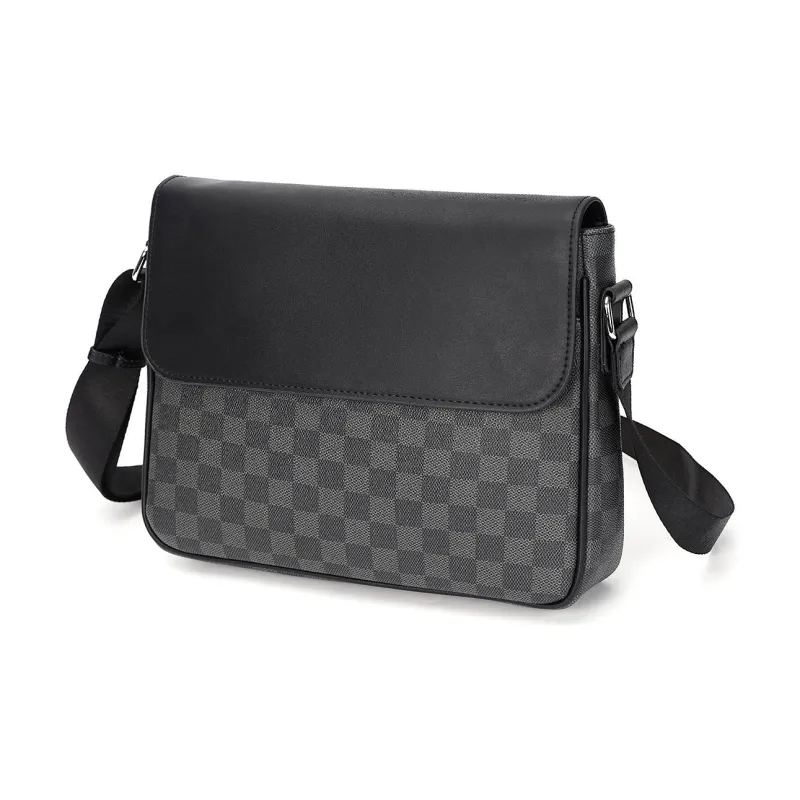 Fillove PVC One Shoulder Crossbody Bag Regular Men's Black-1
