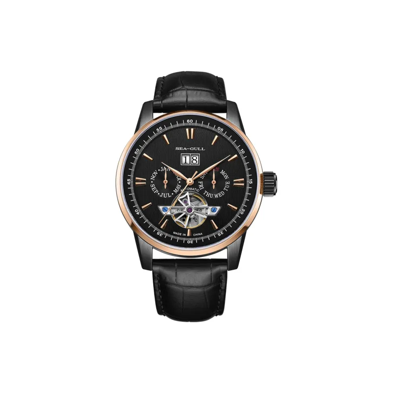 Sea Gull Masterpiece Collection Automatic Mechanical Movement Genuine Leather Strap Watch Men's Watches White Dial-14