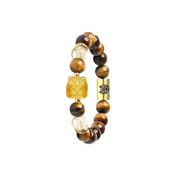 Rastaclat Tiger's Eye Stone Small Lion Chinese Style Jade Bracelet Unisex