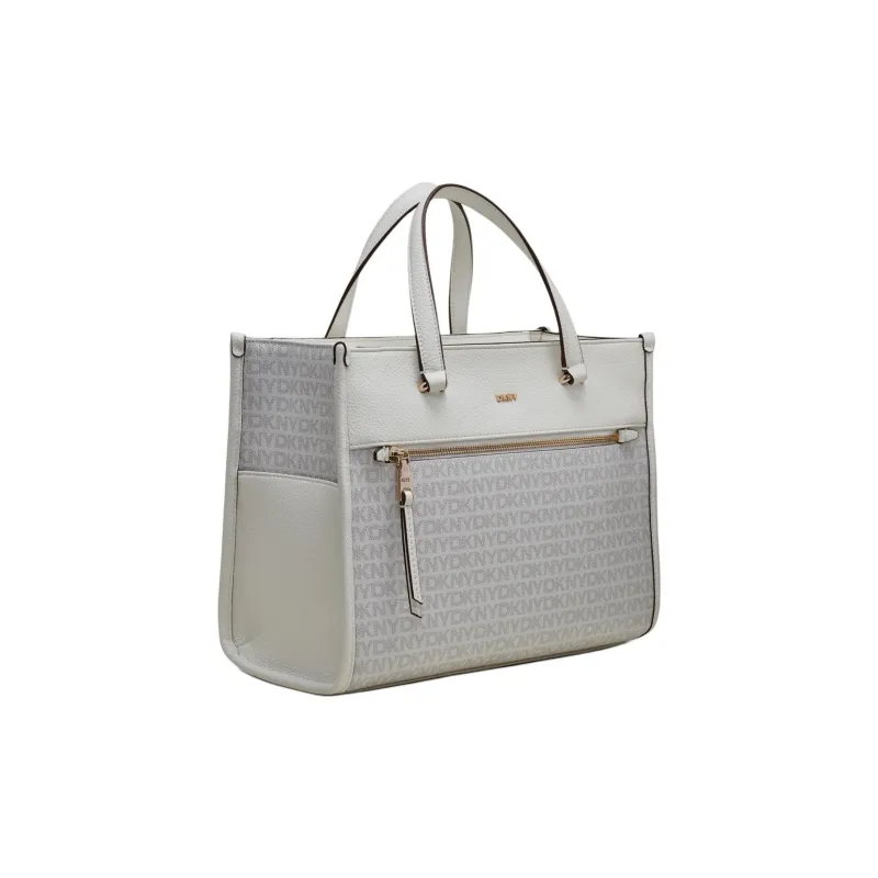 DKNY Imitation Leather Tote Bag Shopping Bag Crossbody Handbag Medium Size Women's White-1