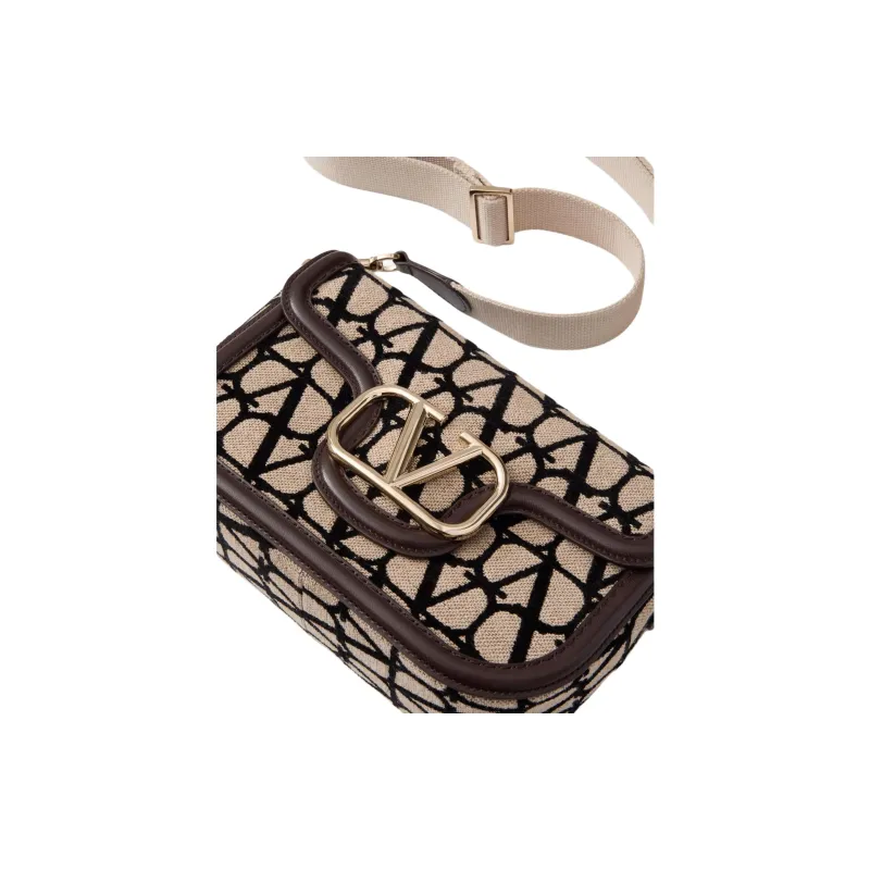 Valentino Leather Portable Crossbody Bag Shoulder Bag Women's Brown-6