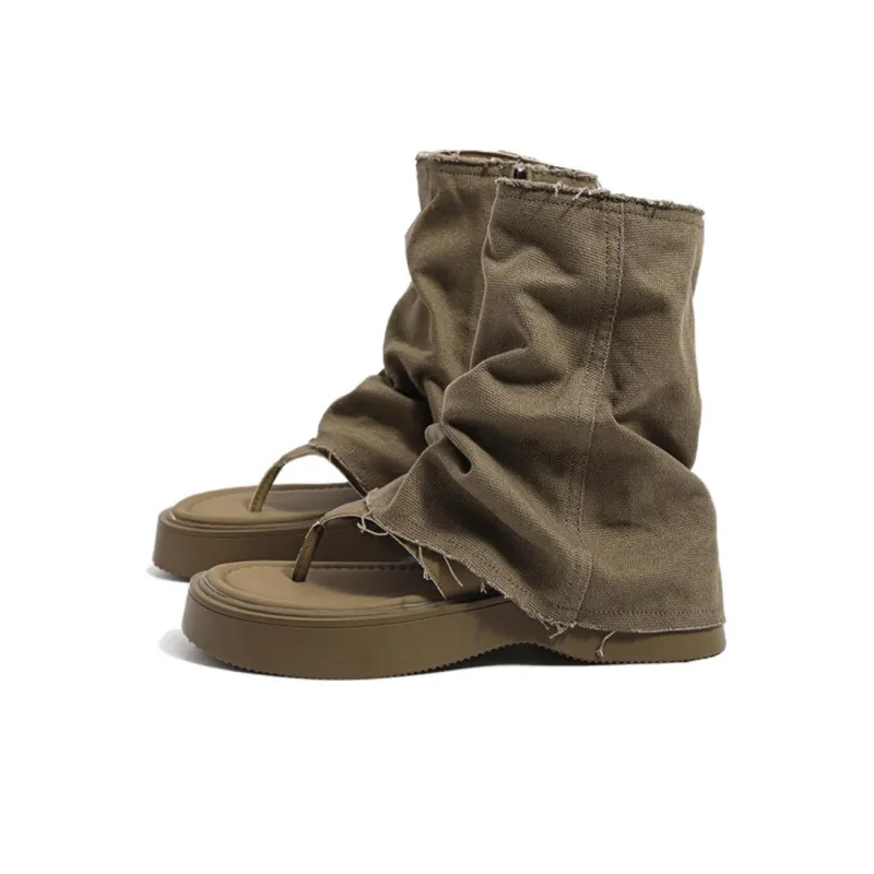 HUANQIU Beach Sandals Women's Khaki-1