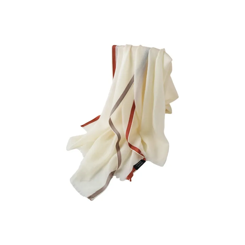 Hang Silk Road Silk Scarves Women's Cream Beige White-1