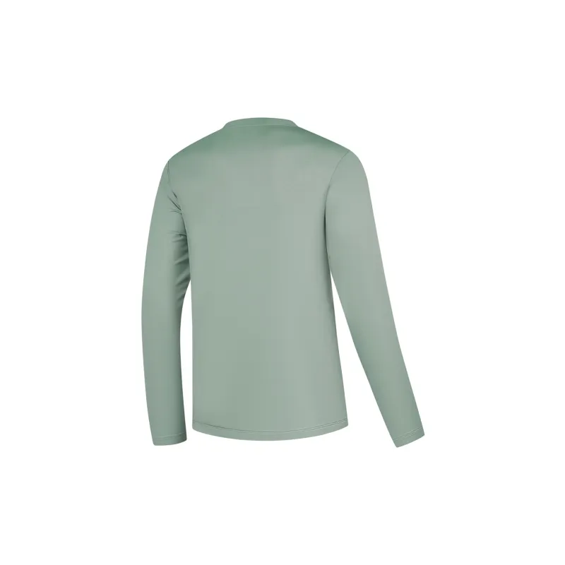 QIAODAN Early Autumn Long-Sleeved T-Shirt Men's Ceramic Gray Green-1