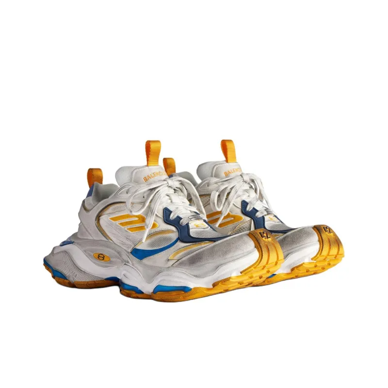 Balenciaga Low-Top Chunky Sneakers Men's White Blue Orange-2
