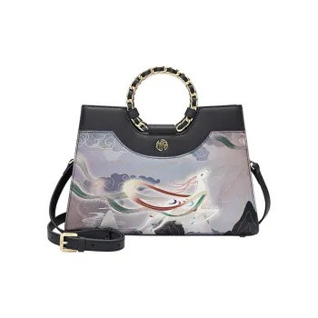 Ancient Yi Xi Cow Leather Crossbody Handbag Women's Gray Purple