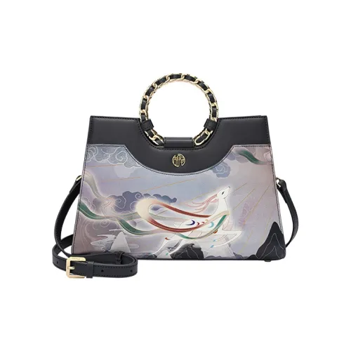 Ancient Yi Xi Cow Leather Crossbody Handbag Women's Gray Purple