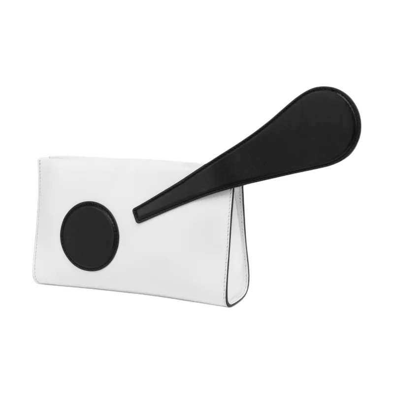 MOSCHINO Calfskin Clutch Women's White-1