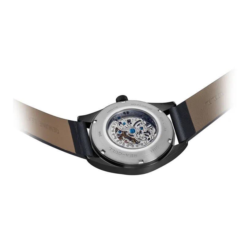 Sea Gull Frontier Automatic Mechanical Movement Cow Leather Strap Watch Men's Watches Cut Out Dial-1