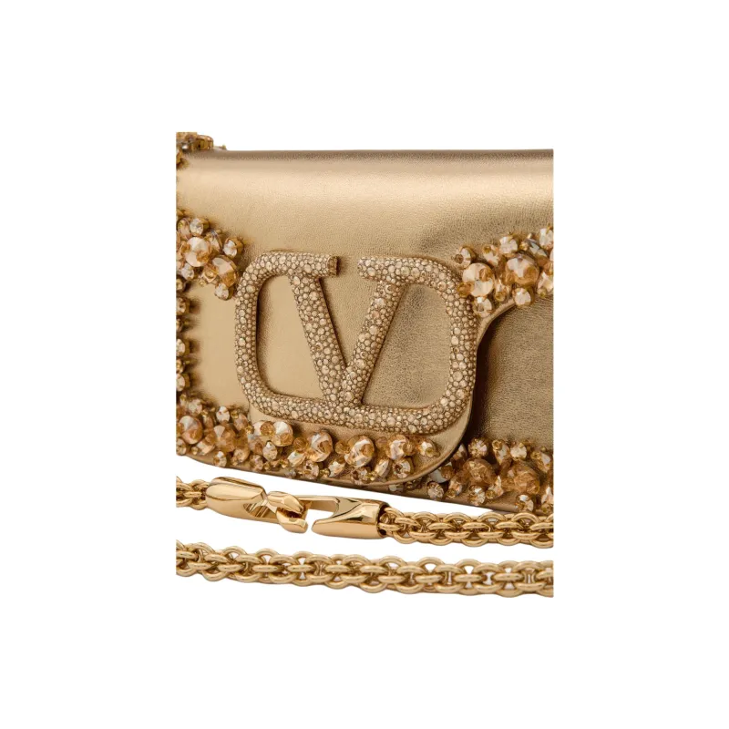Valentino GARAVANILocò Embroidery Portable Crossbody Bag Shoulder Bag Small Size Women's Gold-6