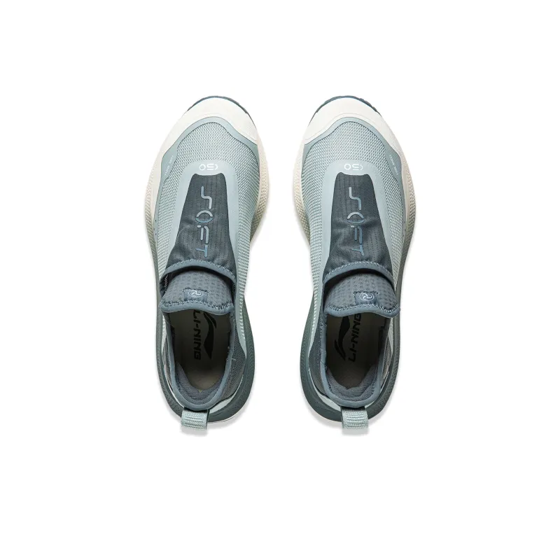 LiNing SOFT GO Abrasion Resistant Breathable Low Top Running Shoes Men's Gray Blue-3