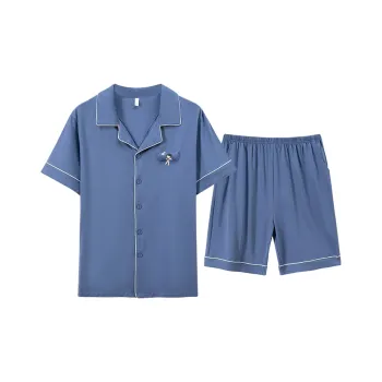 Flowers In Water Pajama Set Men's Cerulean