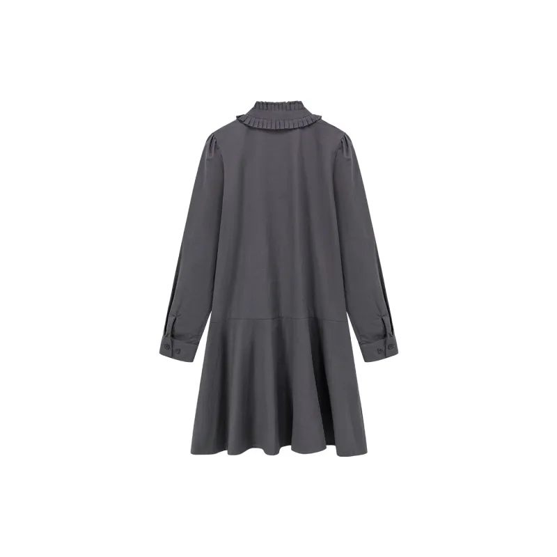 CHUU Long Sleeved Dresses Women's Black Gray-1