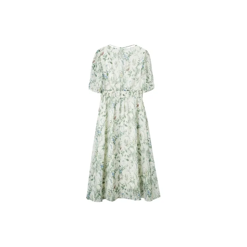 XIANGYING Short Sleeved Dress Women's Green-1