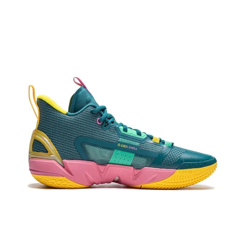 LiNing Anti five 4 Cushioned Wear Resistant Breathable Mid Top Basketball Shoes Men's Green-1