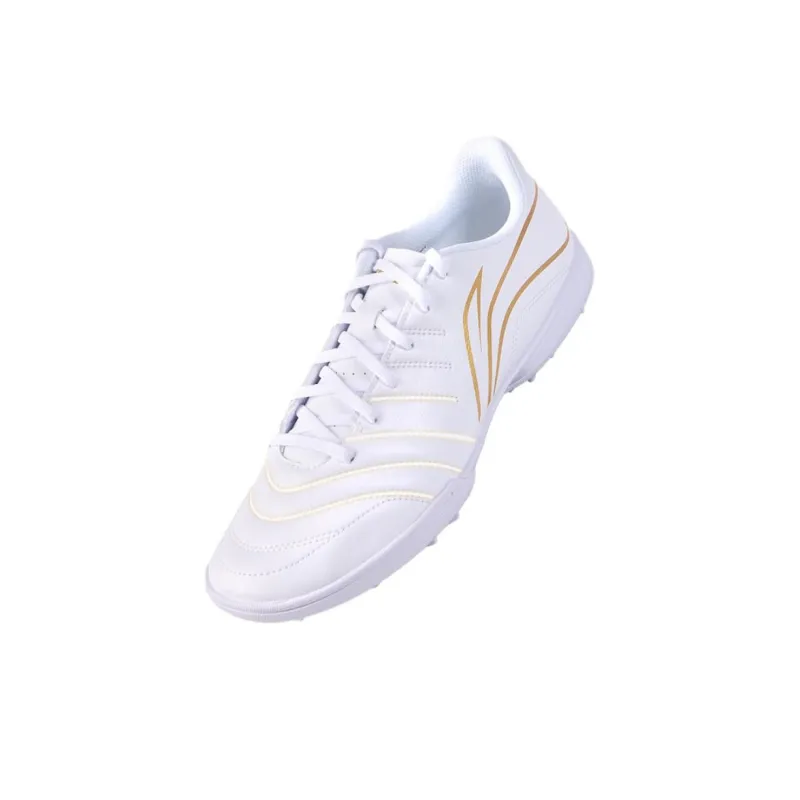 LiNing TF Rubber Broken Studs Artificial Ground Cushioning Wear Resistant Soccer Shoes Unisex White Gold-2