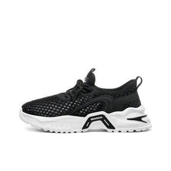Warrior Cushioned Wear Resistant Breathable Low Top Running Shoes Casual Running Shoes Men's Black