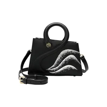 Ancient Yi Xi Cow Leather Elegant Shoulder Bag, Crossbody Bag, Handbag Women's Black