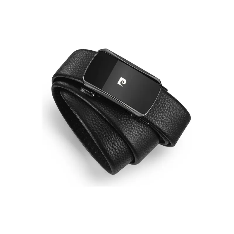 PIERRE CARDIN Top Grain Cow Leather Genuine Leather Belt Men's Black 3.65CM-1