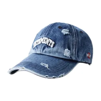 Vetements Cotton Baseball Caps Unisex Denim Blue