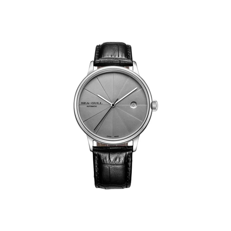 Sea Gull Artist Automatic Mechanical Movement Genuine Leather Strap Watch Men's Watches Gray Dial-0