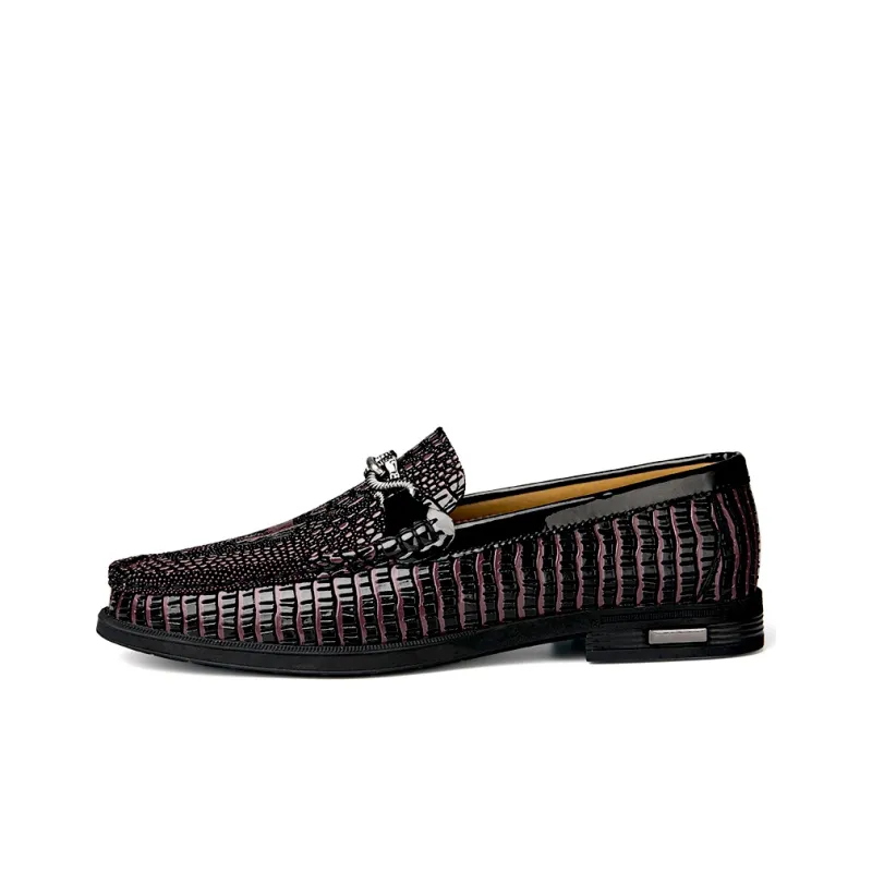LAORENTOU Dress Shoes Men Low Top Black/Burgundy-3