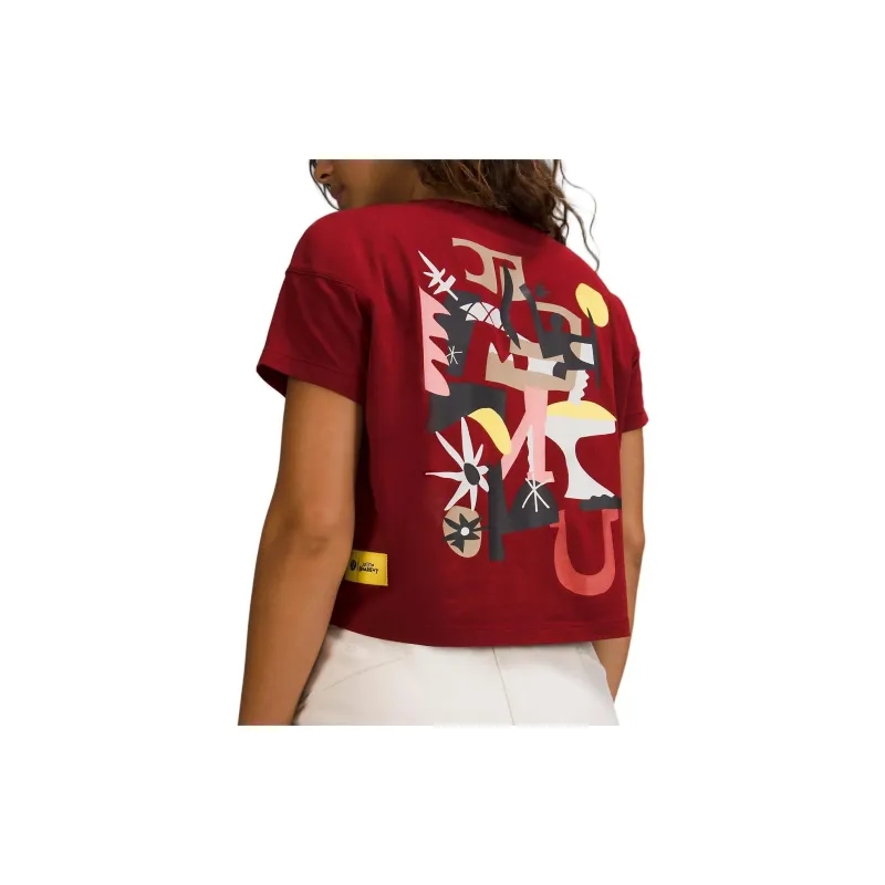 Lululemon Team Canada Drop Shoulder Sleeve T-Shirt Unisex Deep Sports Red-1