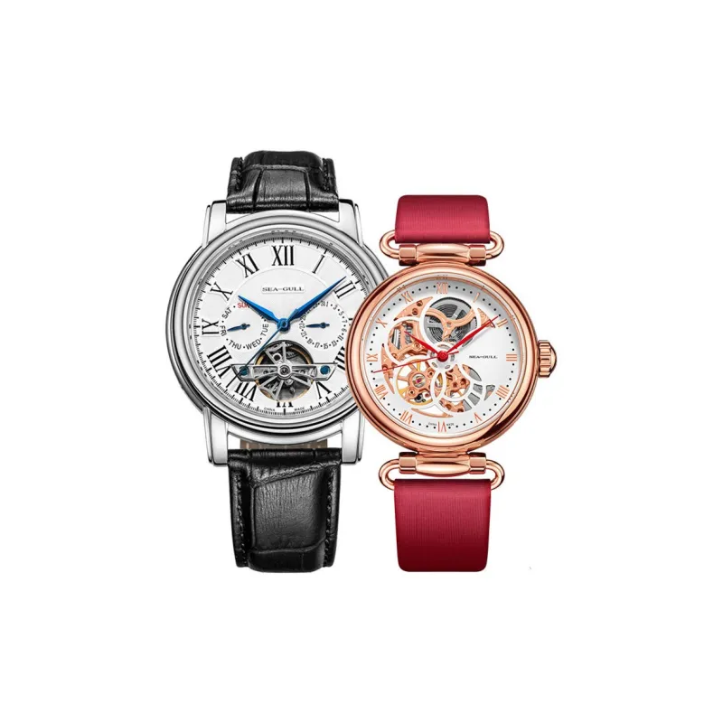 Sea Gull LE BRASSUS Automatic Mechanical Movement Genuine Leather Strap Watch Unisex White Dial-0