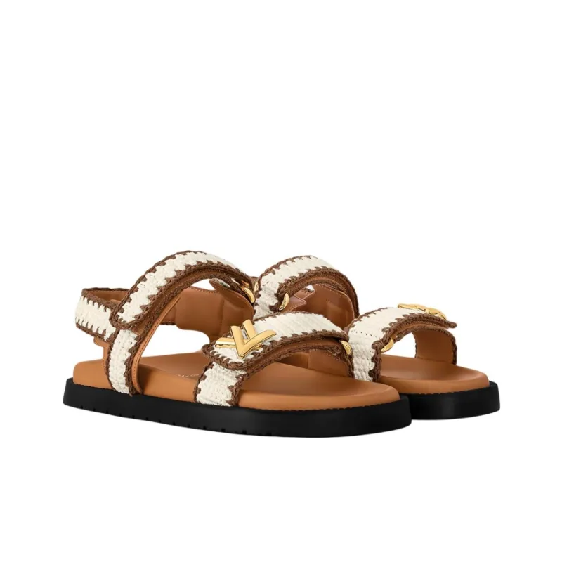 LOUIS VUITTON Sunset One Strap Sandals Women's Brown-3