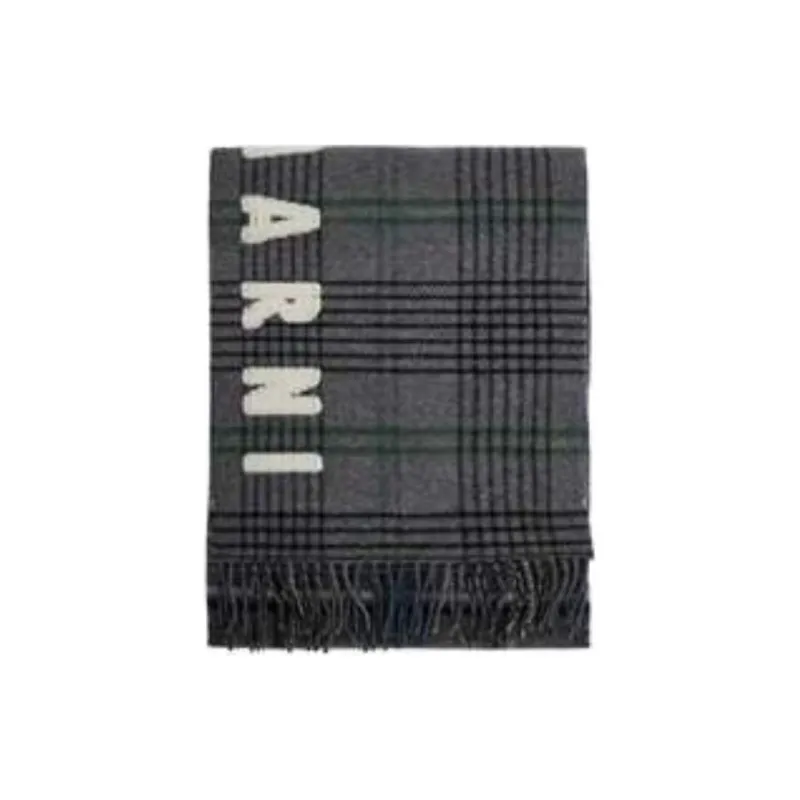 MARNI Logo Embroidered Fringed Scarf-1