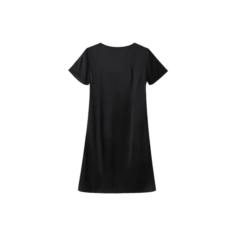 H YXIANG Short Sleeved Dresses Women's Black-1