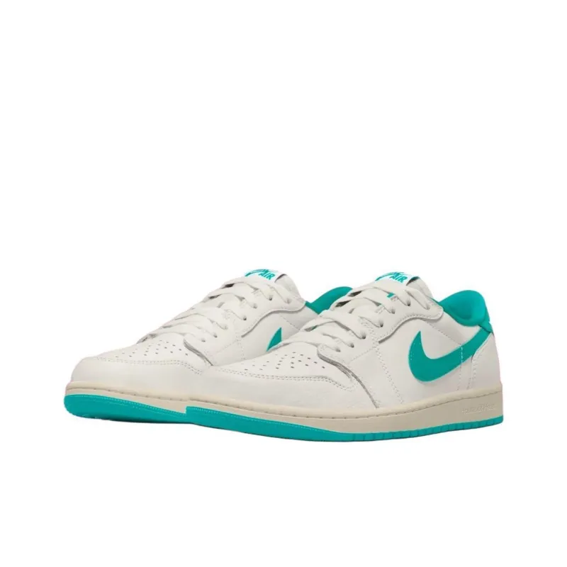 Jordan Air Jordan 1 Anti Slip And Wear Resistant Breathable Low Top Vintage Basketball Shoes Women's White Green-2