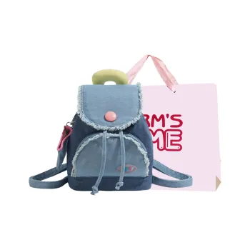 Worm's Home Canvas One Shoulder Portable Backpack Regular Women's Blue