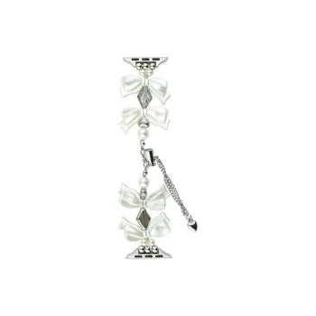 VIVIWELL Watch Bands Niche Advanced Atmosphere Compatible Apple Apple Watch 8/9/SE Satin Bowknot Pearl Strap Unisex