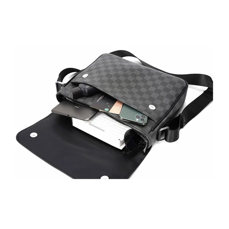 Fillove PVC One Shoulder Crossbody Bag Regular Men's Black-5