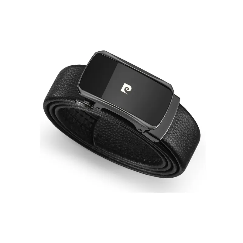 PIERRE CARDIN Top Grain Cow Leather Genuine Leather Belt Men's Black 3.65CM-3