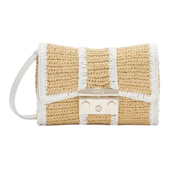 Furla Raffia Crossbody Bag, Shoulder Bag Women's Natural & Marshmallow White