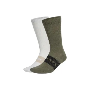 Adidas Terre Mid-Calf Socks Men's 2 Pack White/Olive Strata