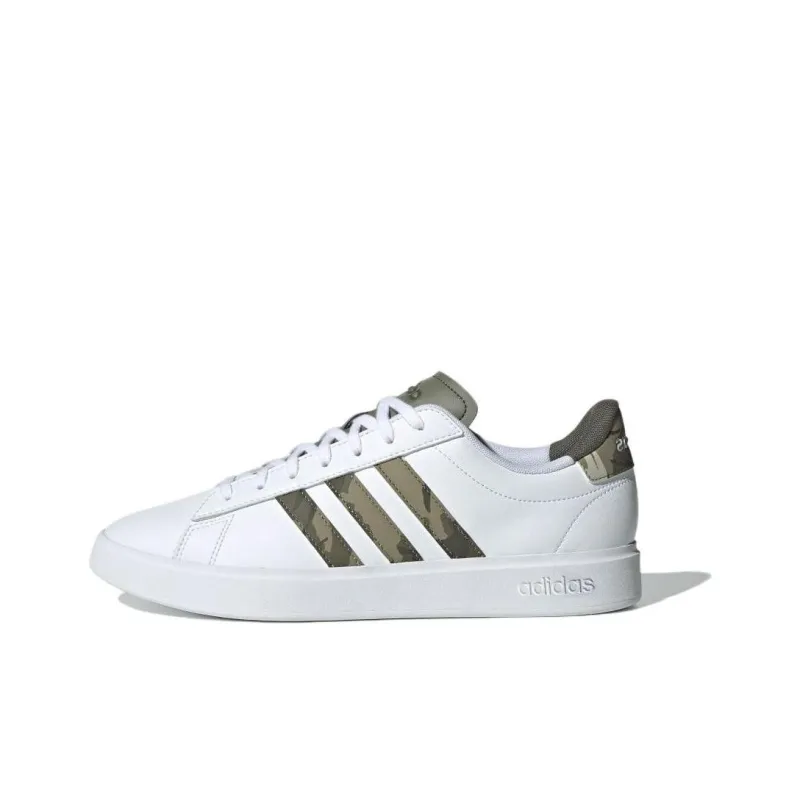 Adidas GRAND COURT 2.0 Slip Resistant Low Top Skateboard Shoes Men's White Green-0
