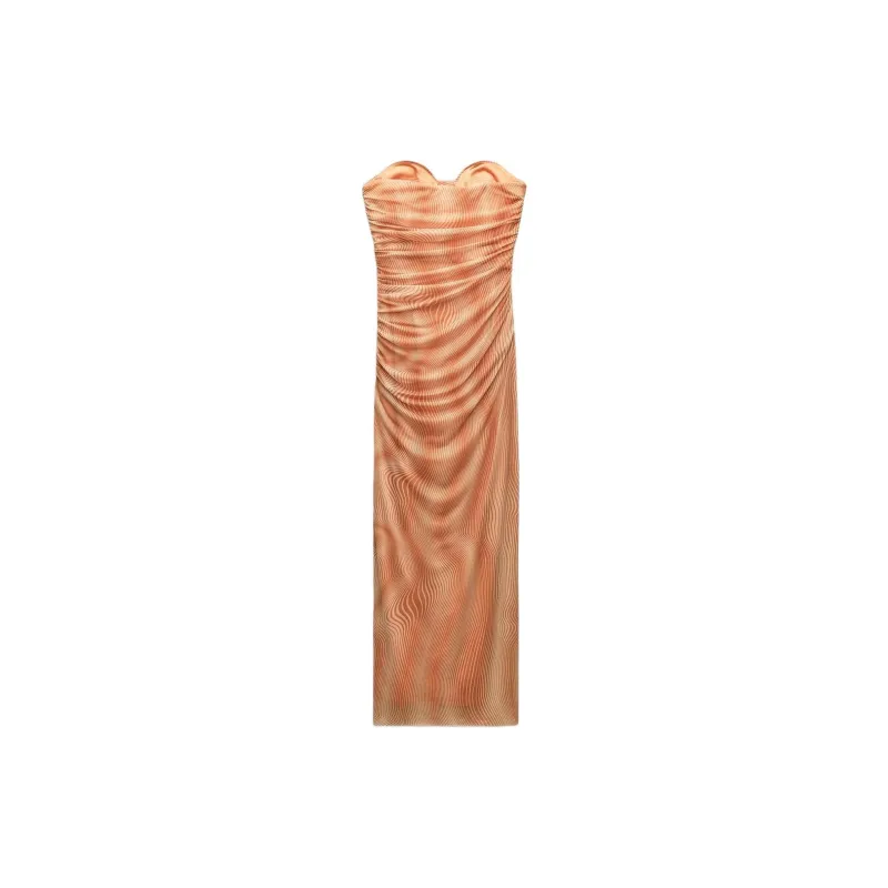 ZARA Sleeveless Dress Women's Orange-1
