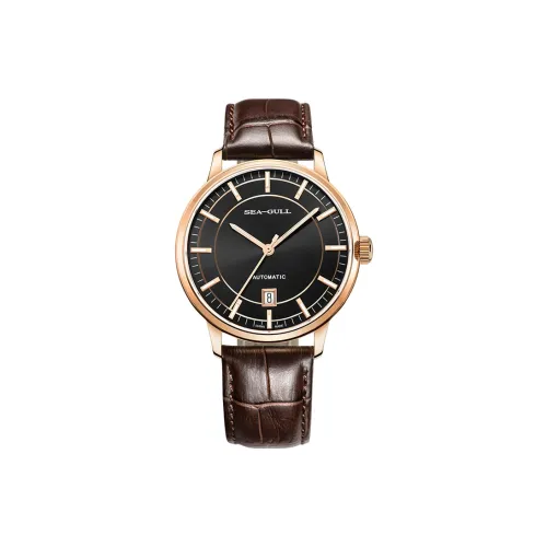 Sea Gull Business Formal Collection Automatic Mechanical Movement Genuine Leather Strap Watch Men's Watches Black Dial