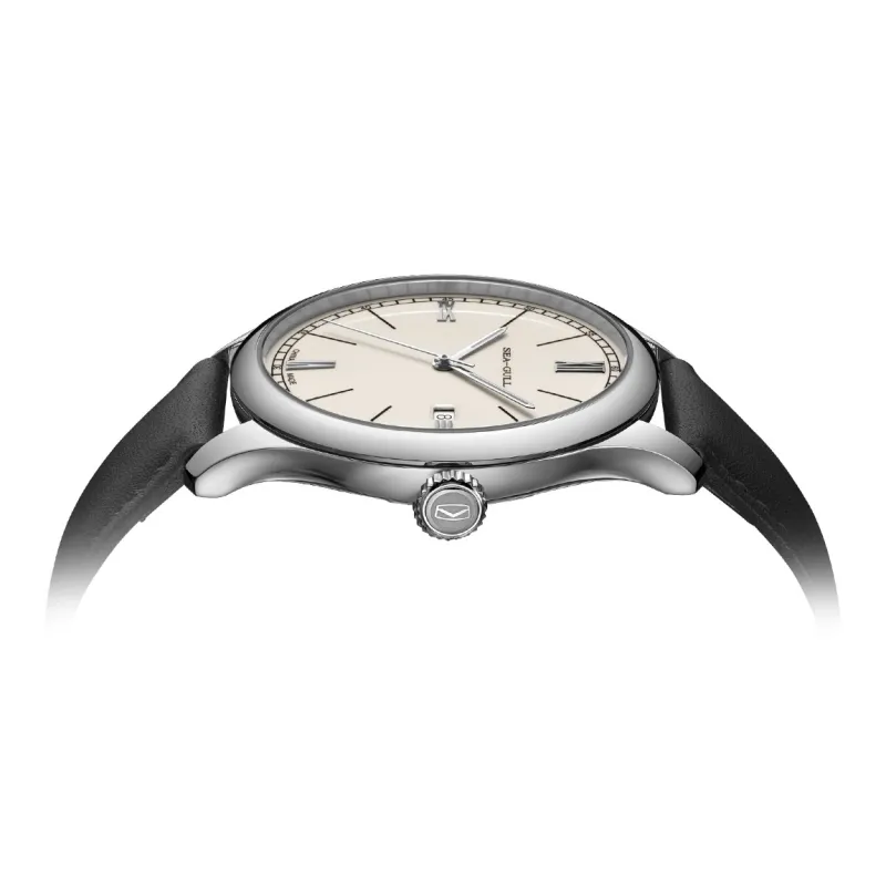 Sea Gull Designer Collection Automatic Mechanical Movement Genuine Leather Strap Watch Men's Watches White Dial-1