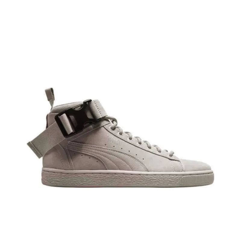 PUMA Suede Anti Slip Wear Resistant Mid Top Skateboard Shoes Unisex Gray-1